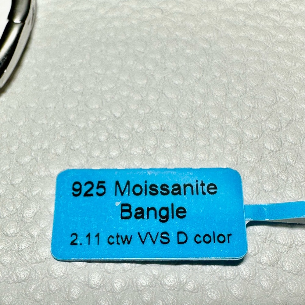 925 Sterling Silver Moissanite Bangle Bracelet 6.75” #1194 - Picture 6 of 9